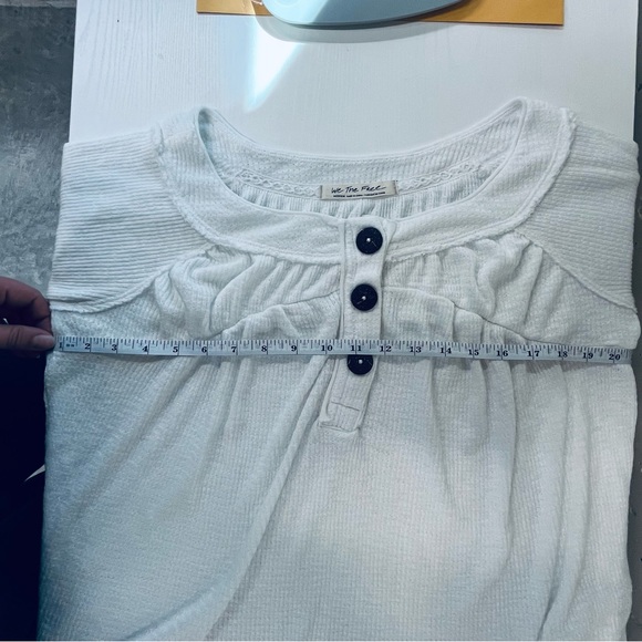Free People We the Free Must Have Waffle-Knit Henley Tee - Ivory Medium - Picture 8 of 11